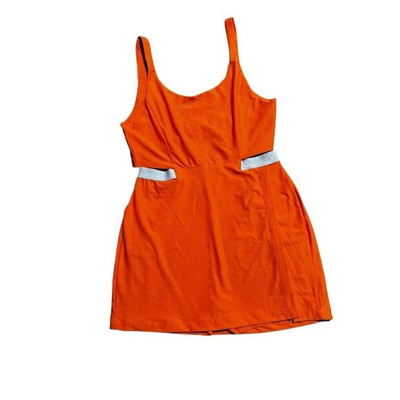 OUTDOOR VOICES COURTDRESS,TENNIS DRESS BUILD IN SHORTS, POCKET, ORANGE, TENNIS - Picture 4 of 8